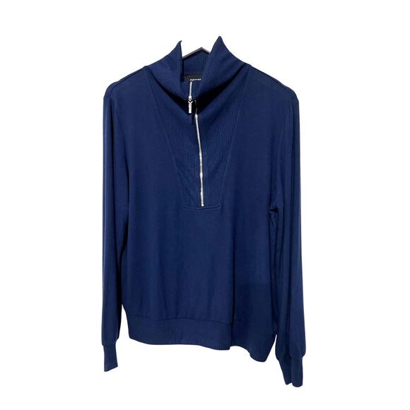 FORTUNE + IVY Sweater Pullover Zip Mock Neck Navy Women's Size XLarge New - Picture 1 of 13
